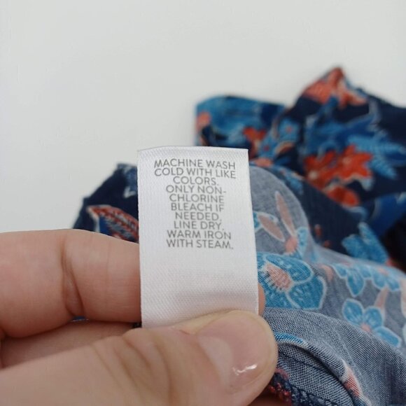 J. Jill Sarasa Tropical Full Leg Cropped Pants Blue Women's M Floral Beach Boho - Picture 7 of 10